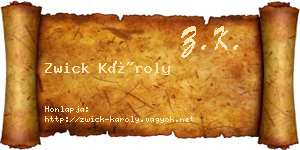 Zwick Károly névjegykártya