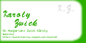karoly zwick business card